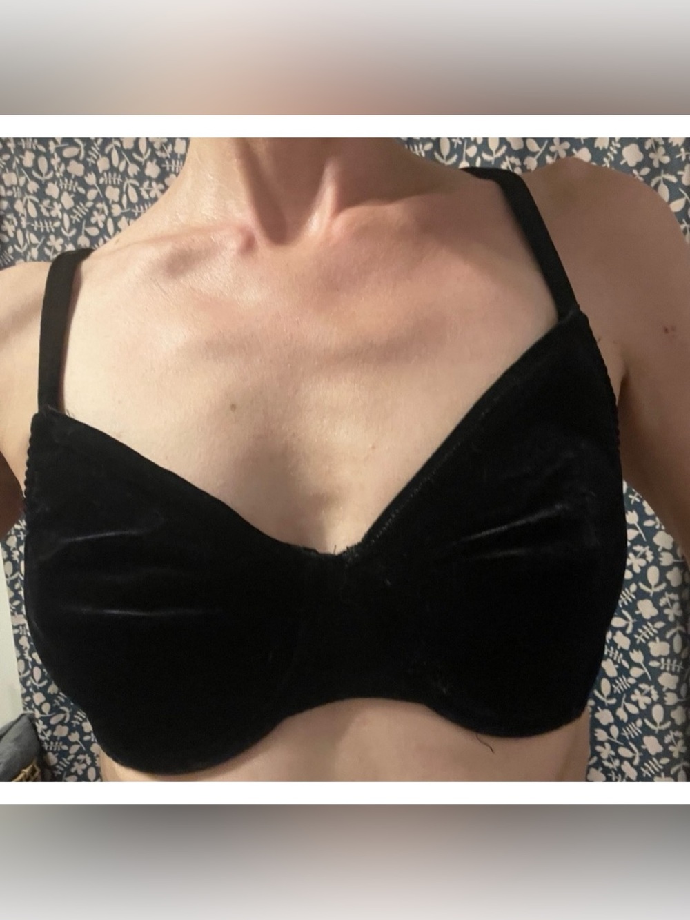 Vintage Velvet Bra Black Underwire Indie Boho Sleaze Biker Punk Goth